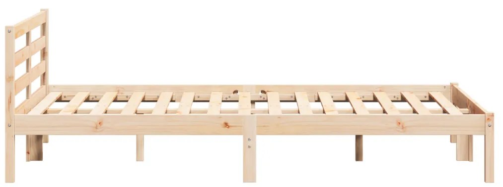 Ágykeret fejtámlával Barna 220 x 160 cm Tömör fenyőfa