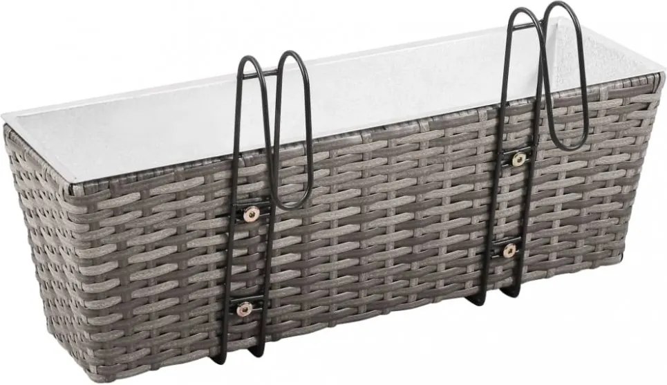 2 db szürke polyrattan erkély virágtartó 50 cm