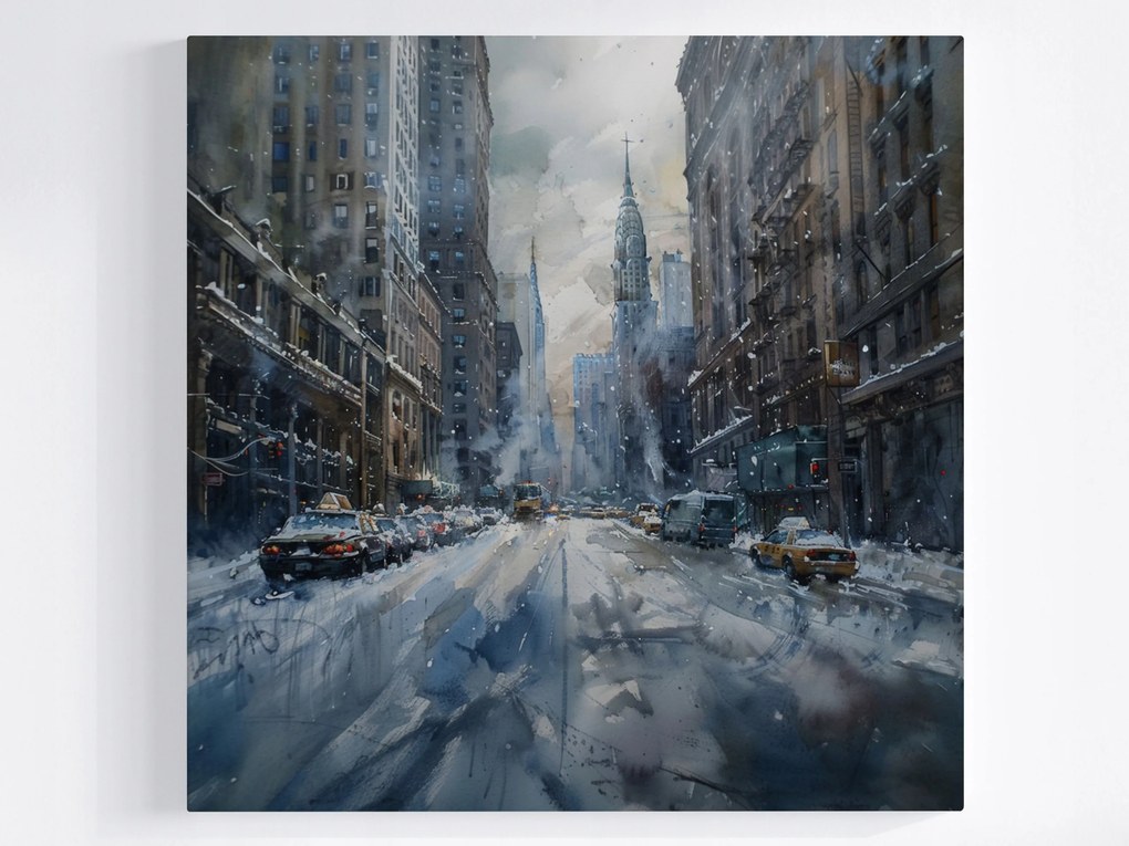 Vászonkép Canvas Város New York Manhattan Utca Tél Hó 40x40