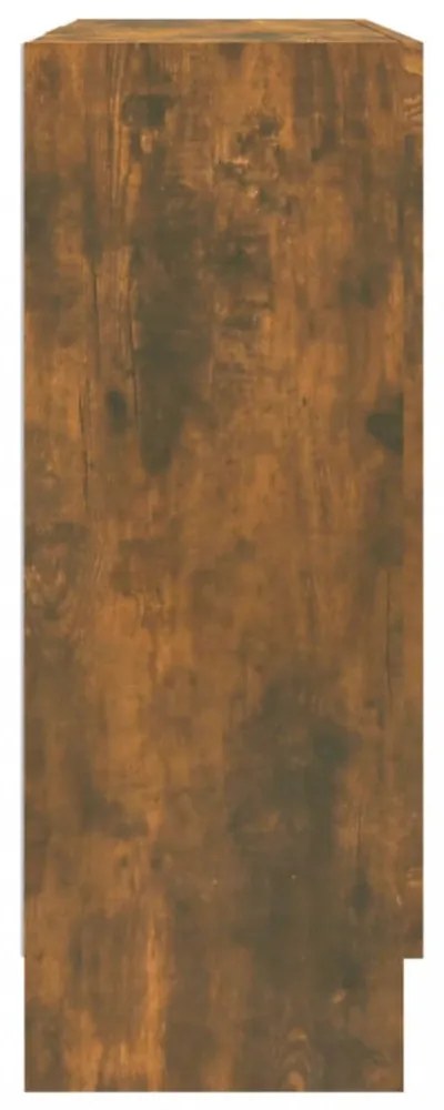 füstös tölgy színű szerelt fa vitrinszekrény 82,5x30,5x80 cm