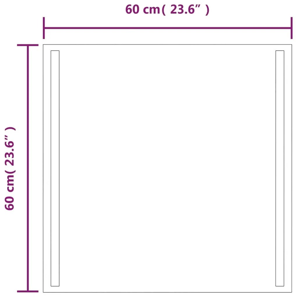 LED-es fürdőszobatükör 60x60 cm