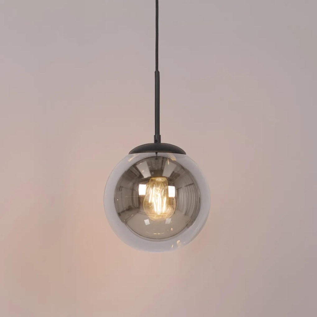 Art Deco függőlámpa fekete füstüveggel, sínadapterrel, 1 fázisú - Iconic Flore