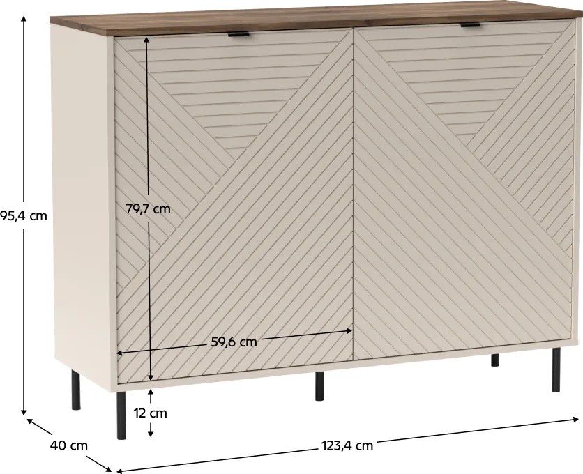 Komód, kasmír/castello tölgy, EYCO 2D