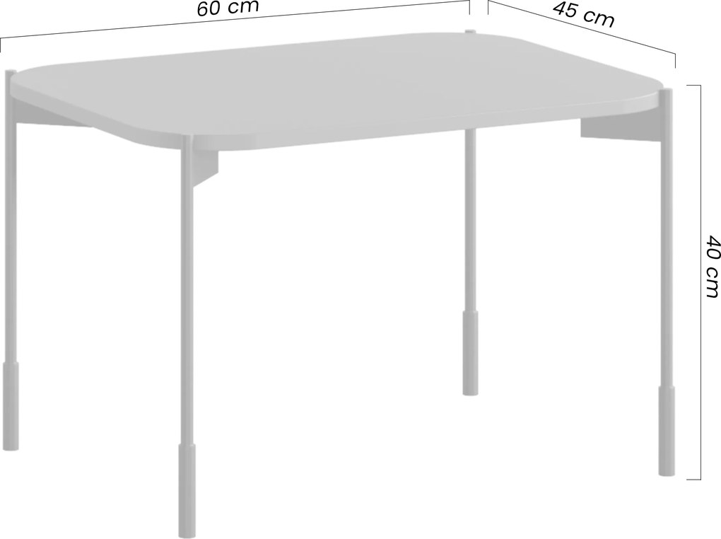 Sonatia dohányzóasztal 60 cm, téglalap alakú, fém lábakkal - bordó