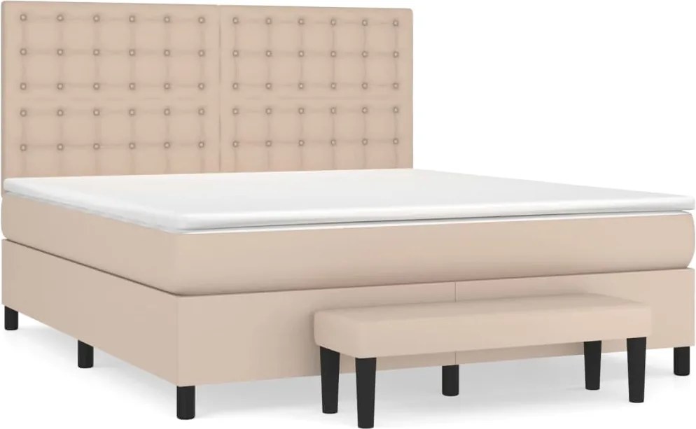 vidaXL cappuccino színű műbőr rugós ágy matraccal 160 x 200 cm
