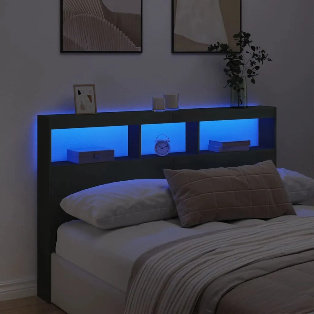 fekete áthidalószekrény LED-világítással 160 x 17 x 102 cm