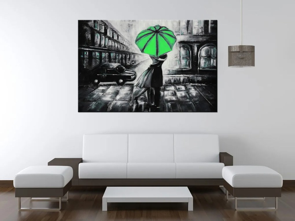 Gario Kézzel festett kép Zöld csók az esoben Méret: 120 x 80 cm