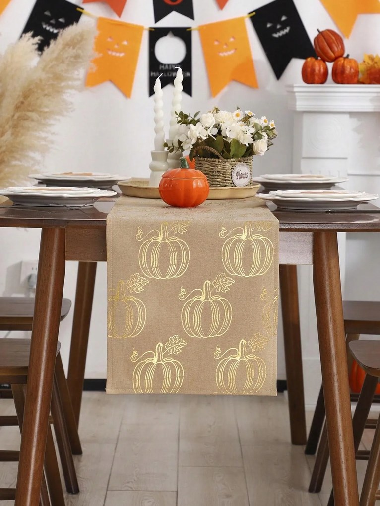 Bézs Klasszikus Futófelület Abrosz Téglalap Alakú Shein Tök Minta 33X90