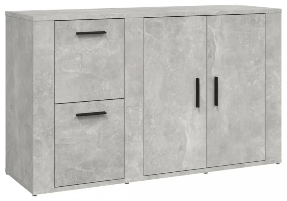 betonszürke szerelt fa tálalószekrény 100x33x59,5 cm