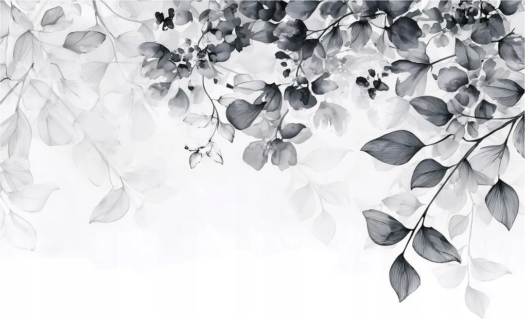 Fotótapéta Levelek Lógó Fekete-fehér Falra Hálószoba Nappali 400x280