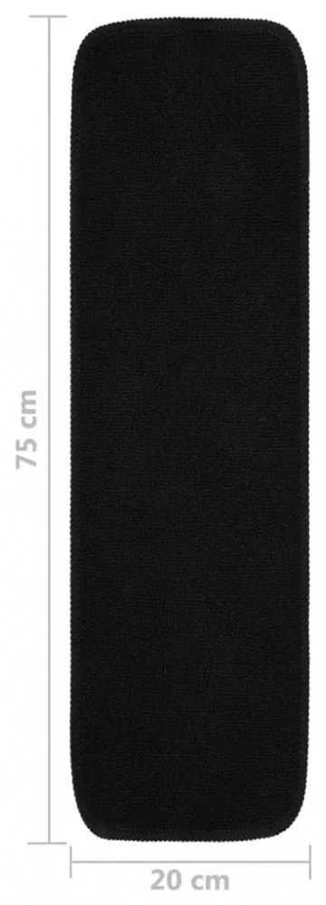 vidaXL 15 db fekete négyszögű csúszásmentes lépcsőszőnyeg 75 x 20 cm