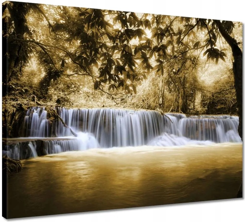 Vászonkép 50x40 Vízesés szépia színben