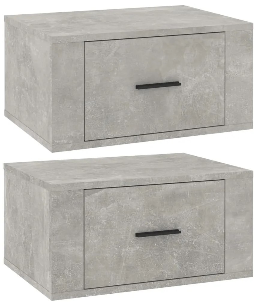 2 db betonszürke falra szerelhető éjjeliszekrény 50x36x25 cm