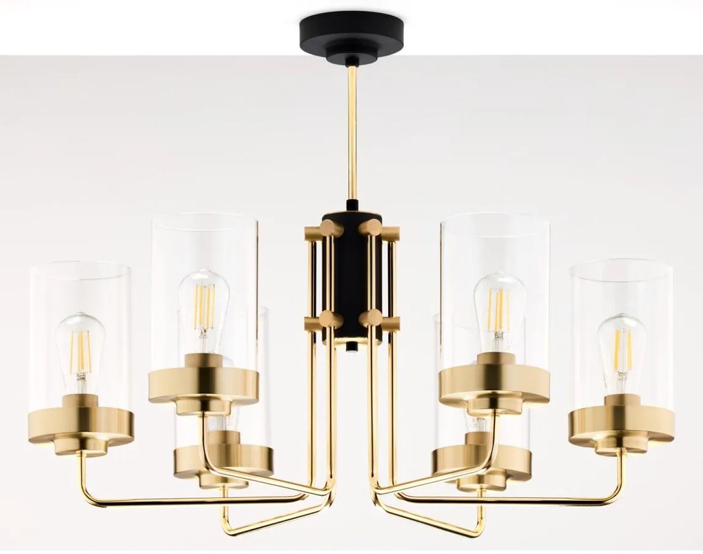 Jupiter 2089 - RAMIREZ rúddal szerelt csillár 6xE27/15W/230V arany/fekete