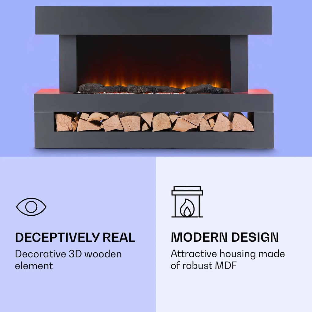 Studio Light & Fire 3 Smart, kandalló, 1000/2000 W, MDF, WiFi Control