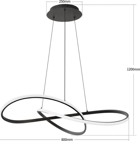 Brilagi - LED dimmelhető kábeles csillár INFINITY LED/80W/230V 80x80 cm fekete + távirányító