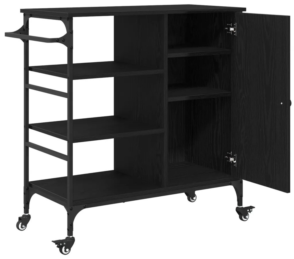 Konyhai Kocsi Fekete Tölgy 87.5x38.5x84.5 cm Szerelt Fa