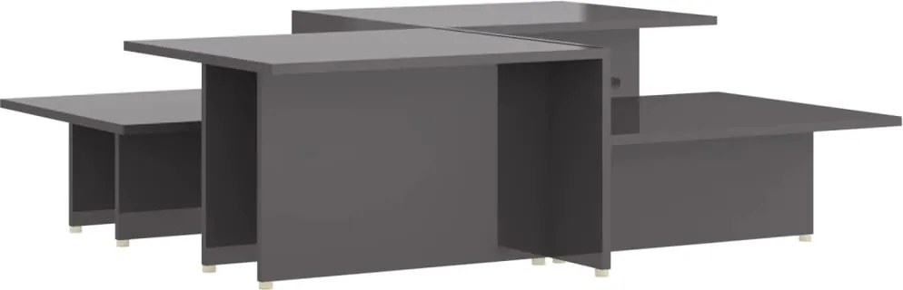 vidaXL 2 db magasfényű szürke szerelt fa dohányzóasztal 111,5x50x33 cm
