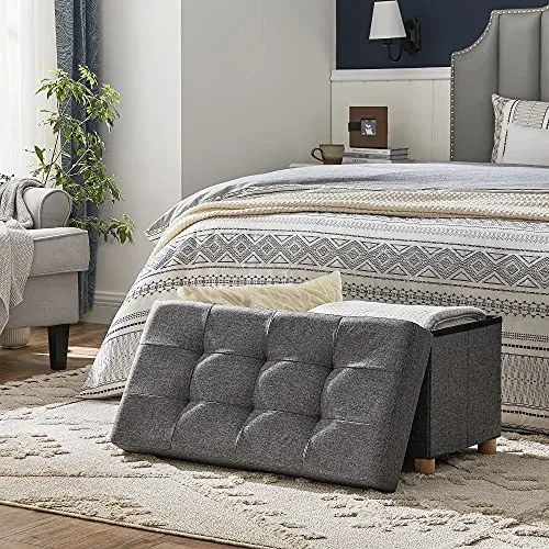 OTO lábas tárolós puff, 76x38x40cm, antracit SongmicsHome