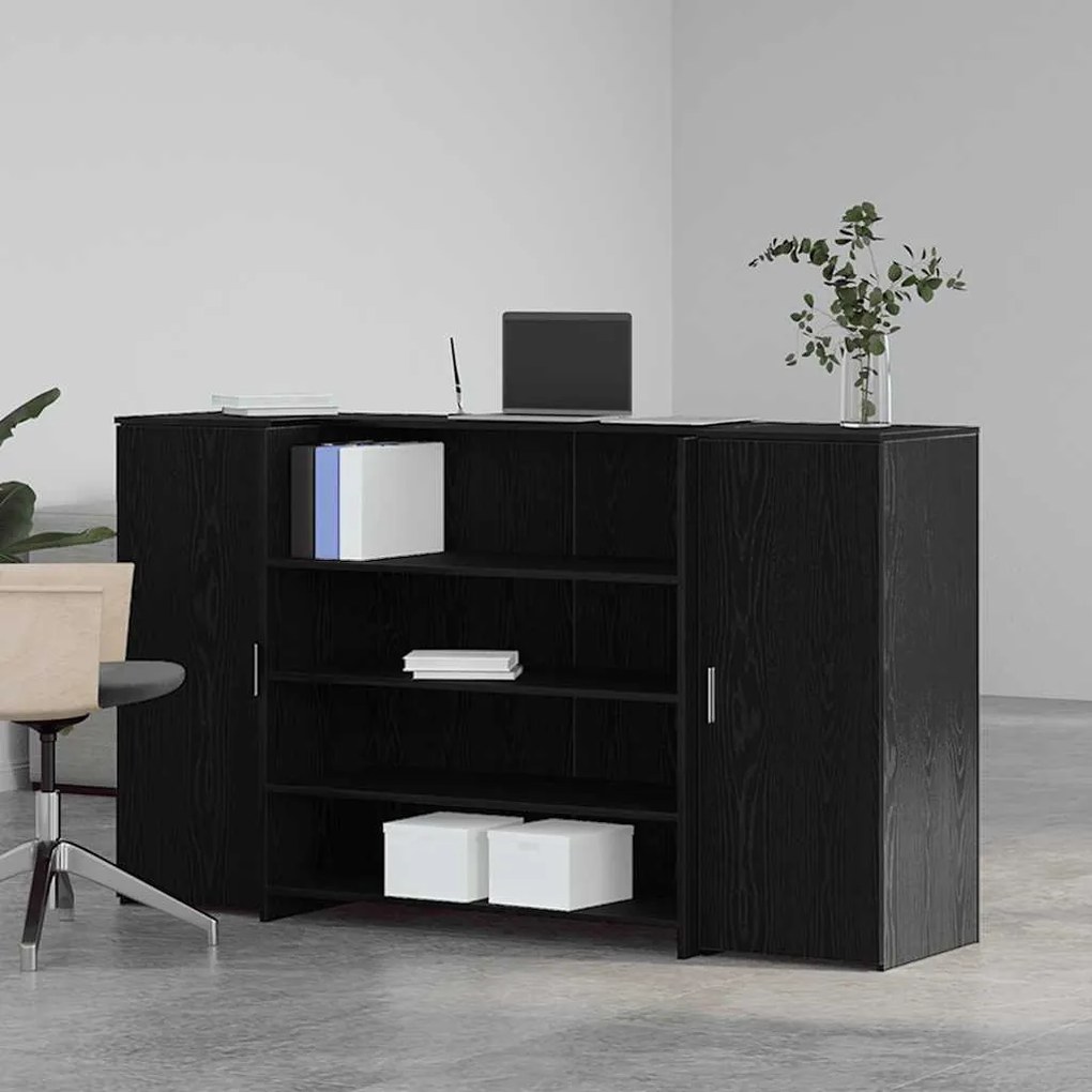 recepciós pult fekete tölgyszínű 180x50x103,5 cm szerelt fa