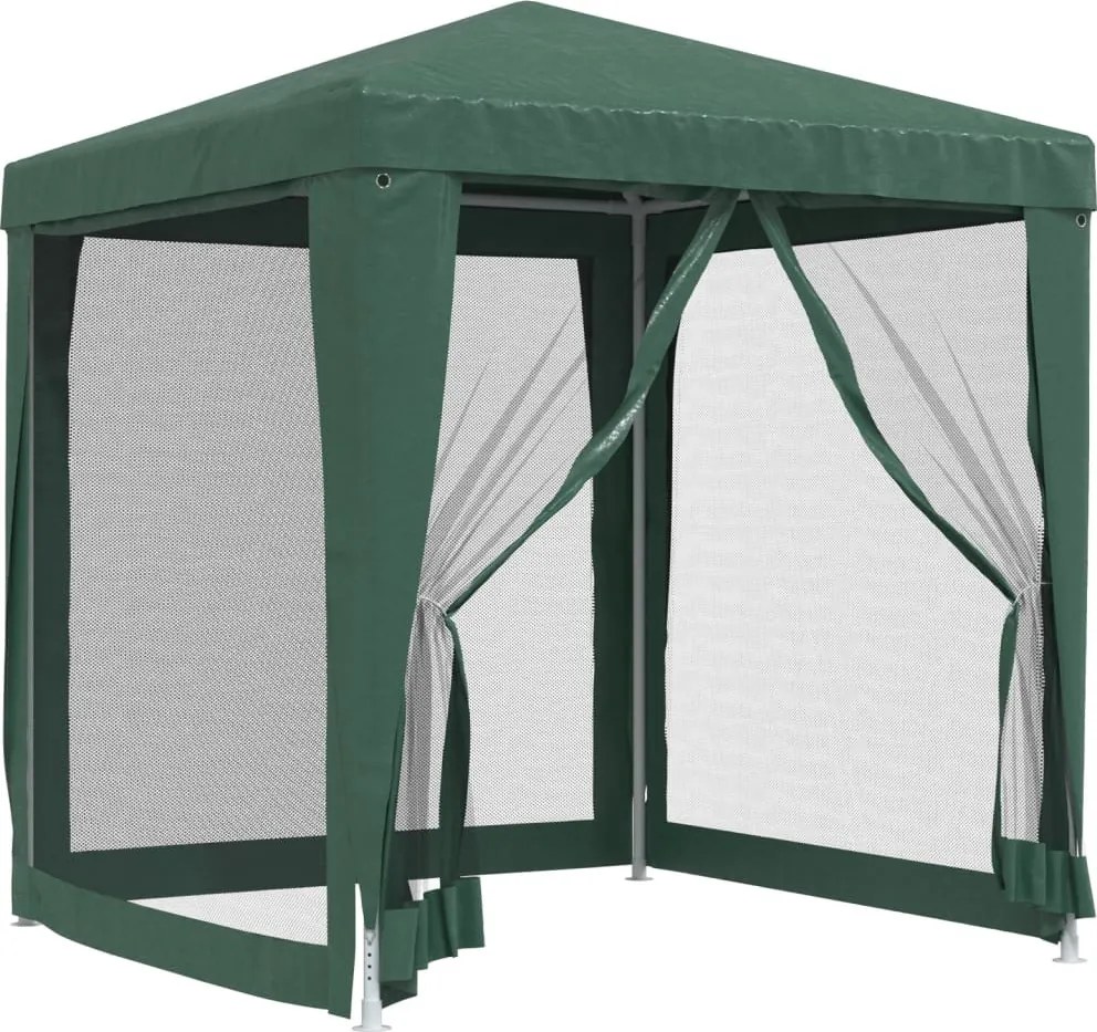 Zöld HDPE rendezvénysátor 4 hálós oldalfallal 2 x 2 m