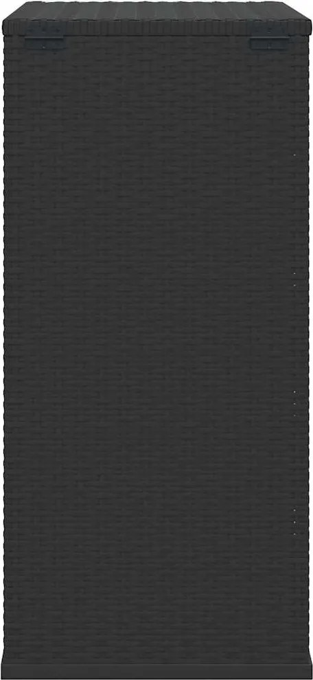 Fekete Polyrattan Kerti Párnatartó Doboz 100 X 49 X 103,5 Cm