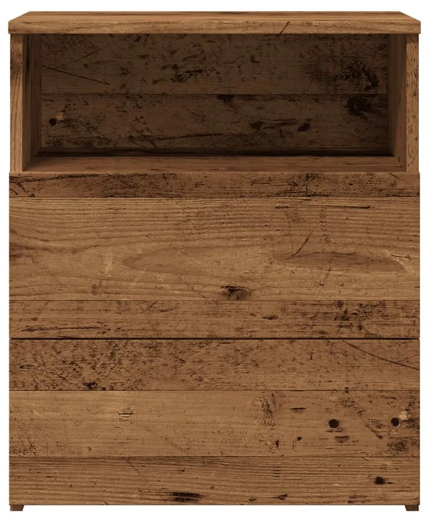 2 db antik fa színű szerelt fa éjjeliszekrény 50 x 32 x 60 cm