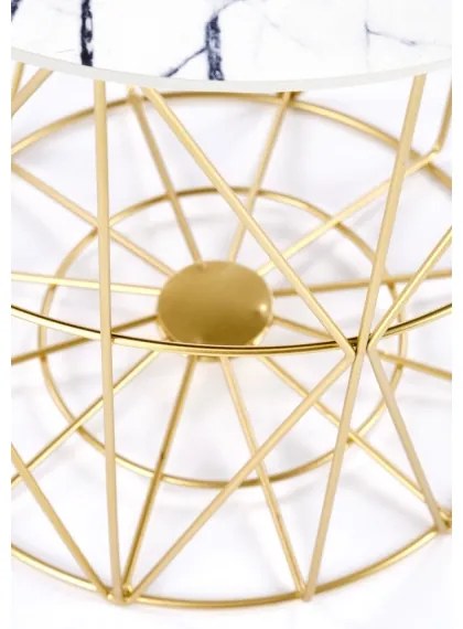 Kávésasztal HARISSA 41x42 cm arany/fehér márvány dekoráció