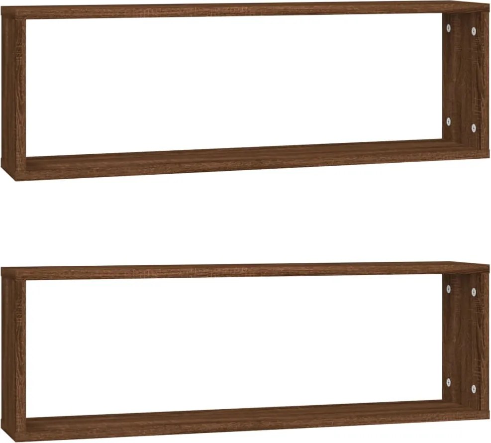 vidaXL 2 db barna tölgyszínű szerelt fa fali kockapolc 80x15x26,5 cm