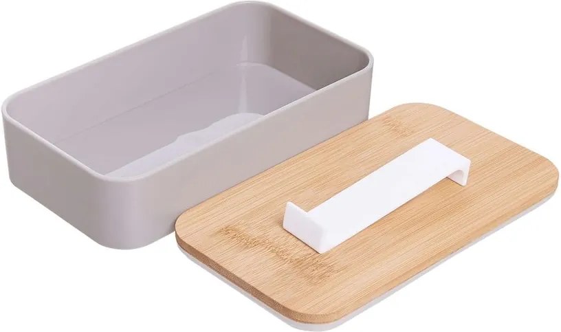 SNACK PACK uzsonnás doboz bambusz fedéllel, szürke 18,5 x 10,5cm