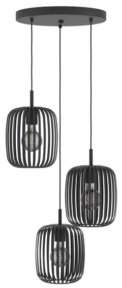 Eglo 900686 - Csillár zsinóron ROMAZZINA 3xE27/40W/230V fekete