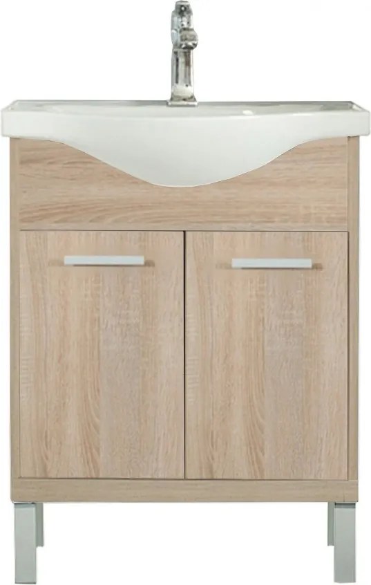 Nerva 65 cm-es bútorhoz alsószekrény, mosdóval, Sonoma tölgy