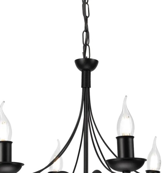 Csillár láncon DONATO 6xE14/40W/230V fekete