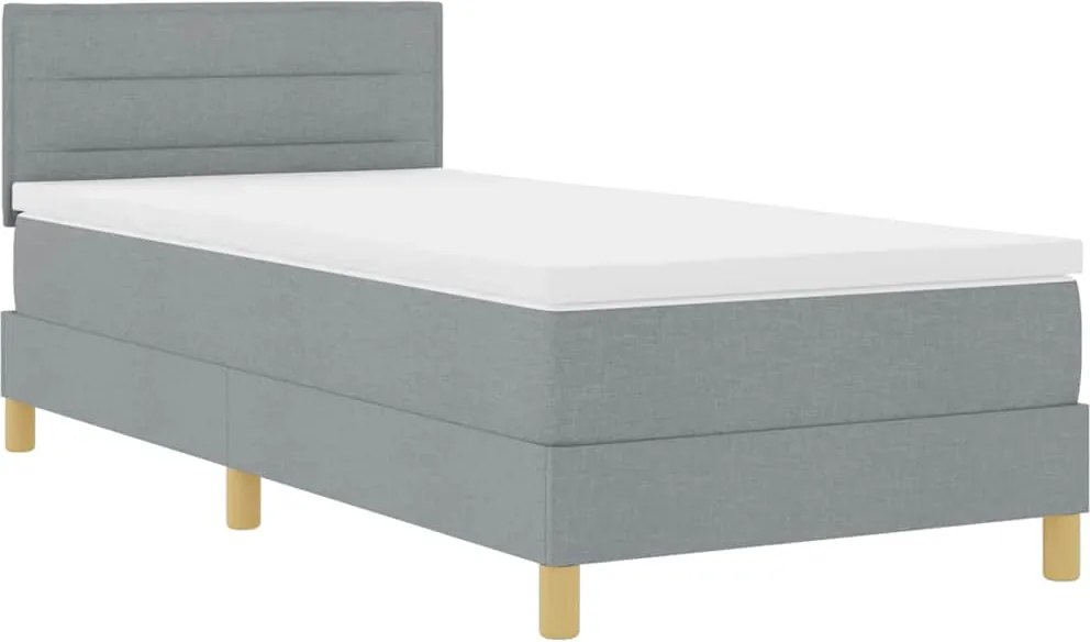 vidaXL LED Box Spring Ágy matracmal Világosszürke 80 x 200 cm szövet