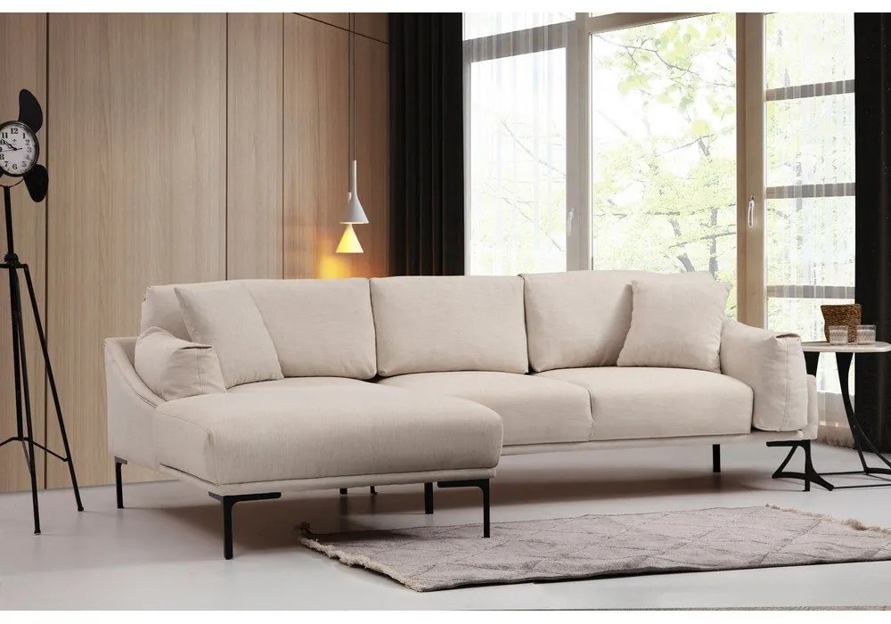 Leo világosbézs sarokkanapé, bal oldali - Artie