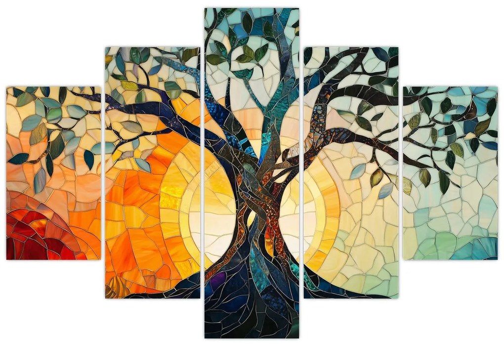 Kép – Mozaik – nap és fa I. (150x105 cm)