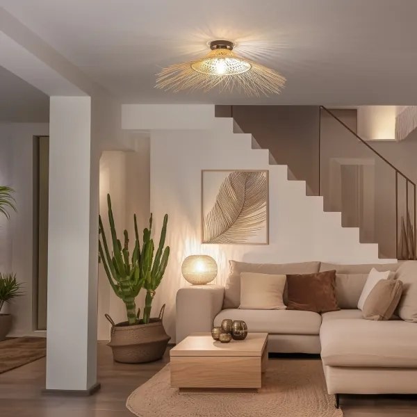 Brilagi - LED felületre szerelhető csillár CERIA BOHO 1xE27/40W/230V átm. 100 cm bambusz