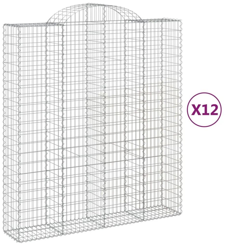 12 db íves horganyzott vas gabion kosár 200x50x220/240 cm