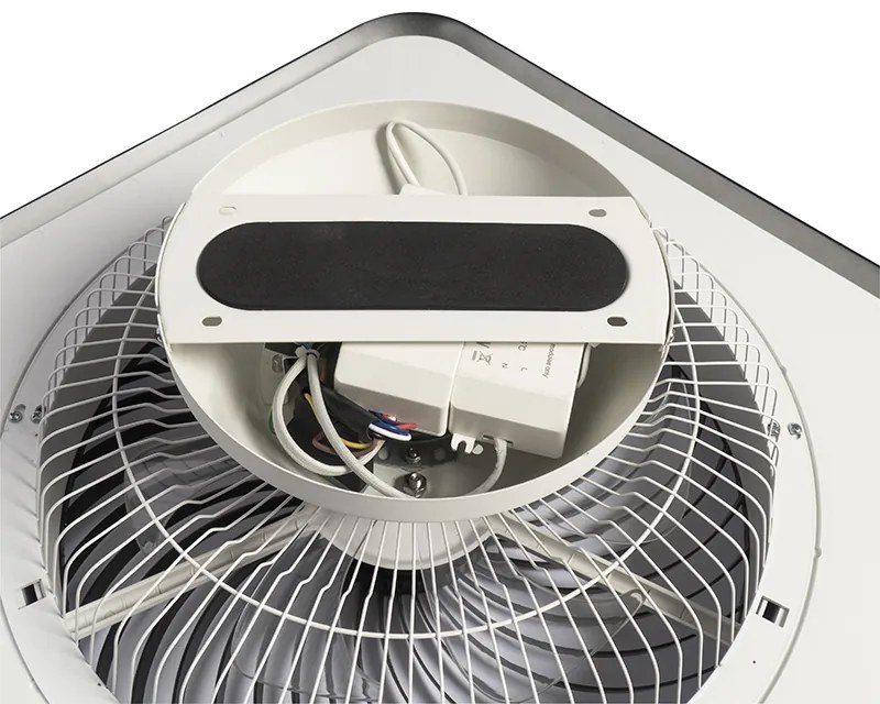 Négyszögletes fekete mennyezeti ventilátor, dimmelhető LED-del - Climo