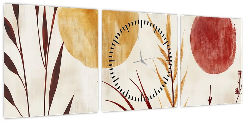 Kép - Növények és körök (órával) (90x30 cm)