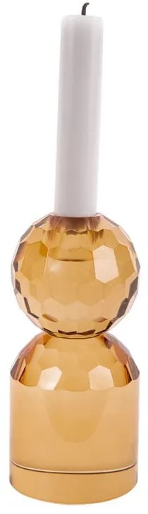 Bézses sárga üveg gyertyatartó Crystal Art - PT LIVING