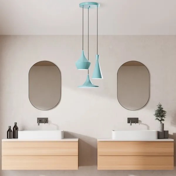 Zsinóros függőlámpa TOM 3xE27/40W/230V, kék