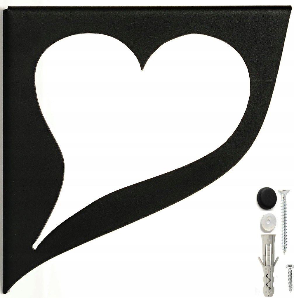 szögletes polctartó konzol fém dekoratív fekete 200 mm