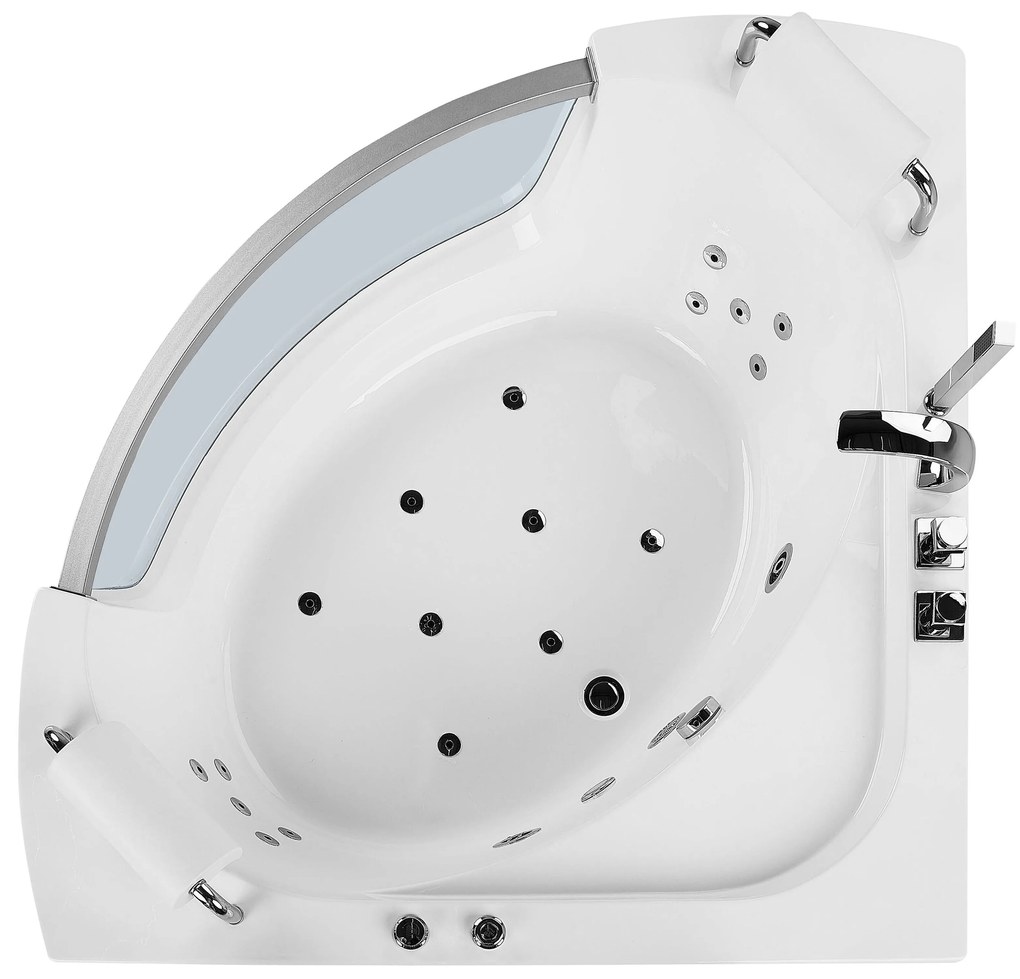 Fehér whirlpool masszázskád LED világítással 187 x 136 cm MANGLE Beliani