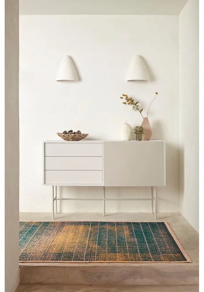 Bézs-krémszínű alacsony komód tolóajtóval 140x91 cm Nube – Teulat