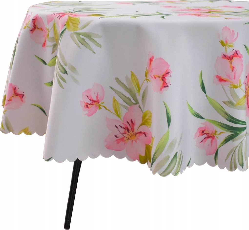 Abrosz Foltálló Ovális 140X200 CM Fehér Málna Rózsaszín Virágok Ovális Kert