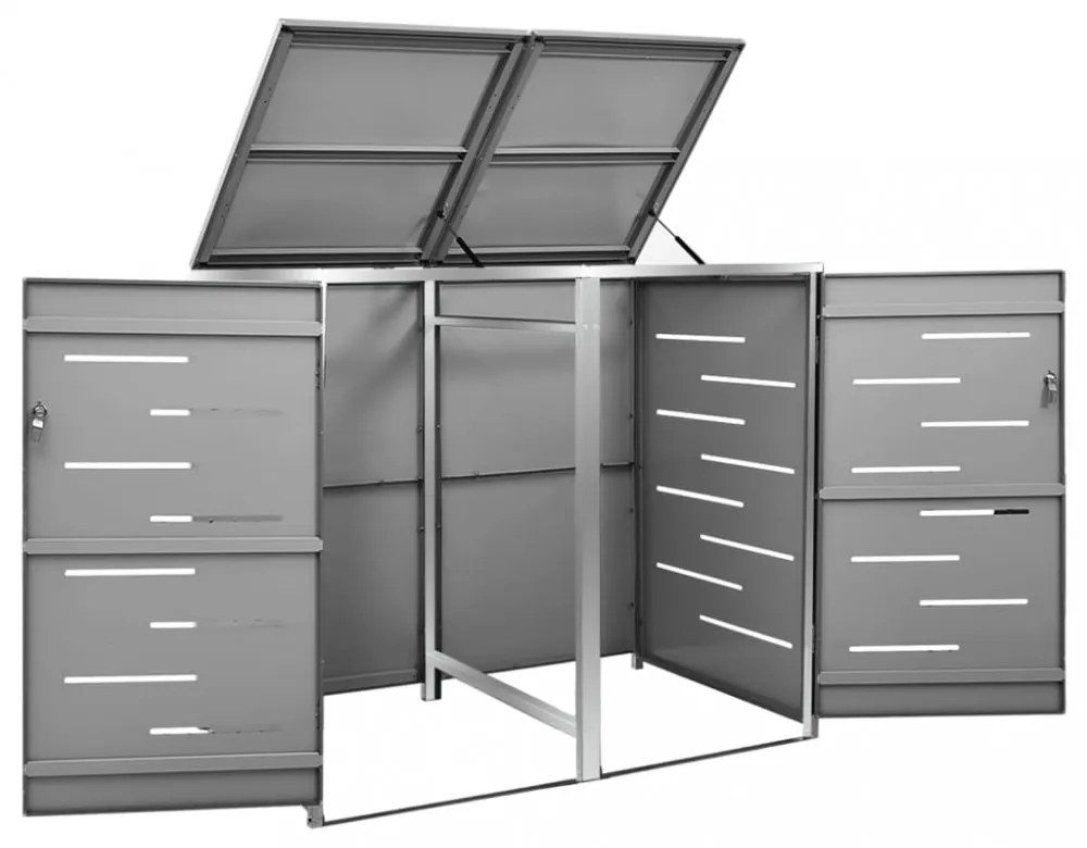 acéltároló két gurítható szemeteskukához 138 x 77,5 x 112,5 cm