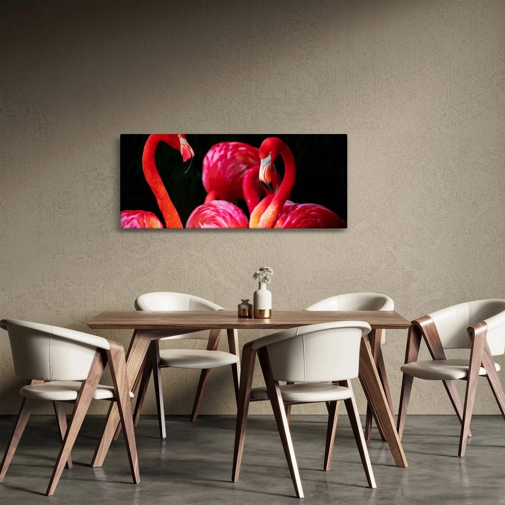 Vörös flamingók képe (120x50 cm)