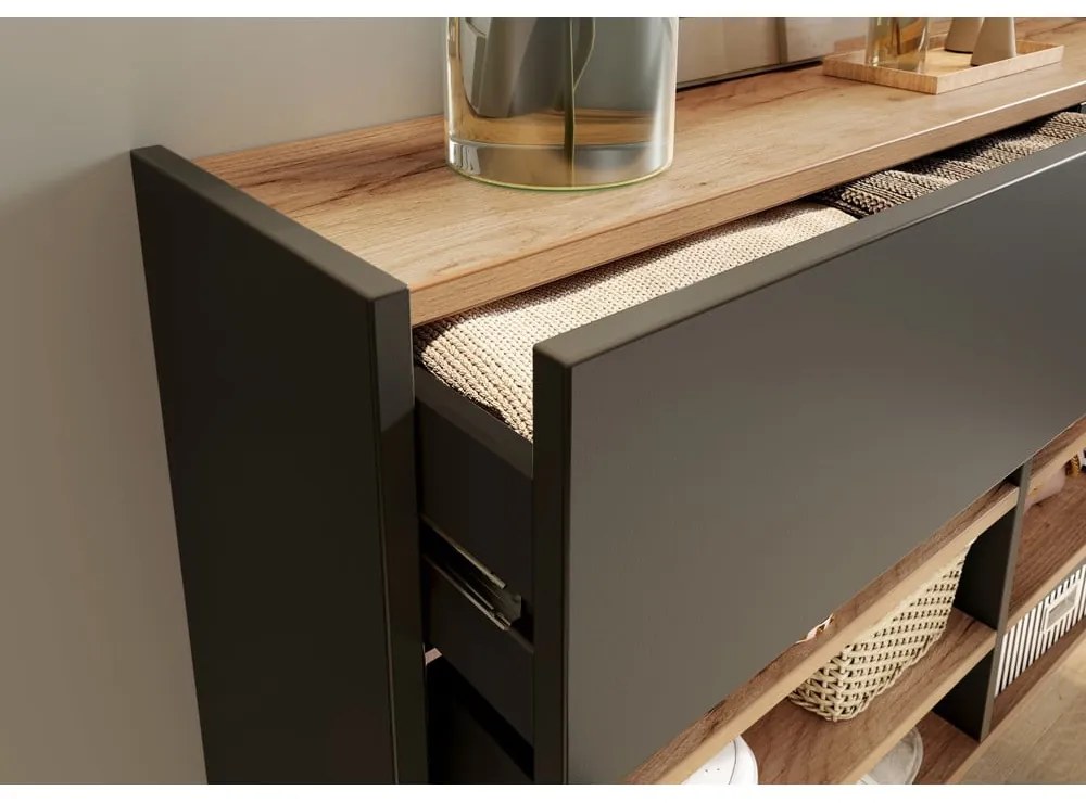 Antracitszürke-natúr színű előszoba bútor Ameca – Germania