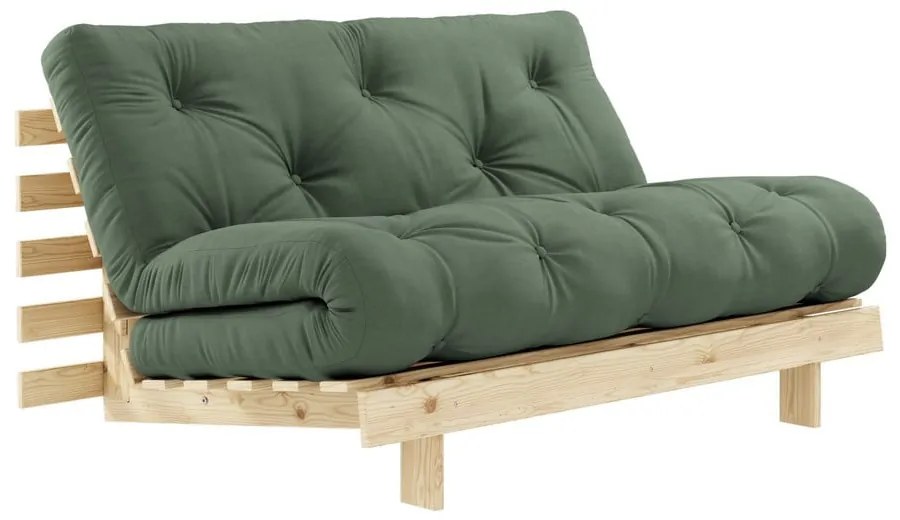 Roots Raw/Olive Green zöld kinyitható kanapé - Karup Design
